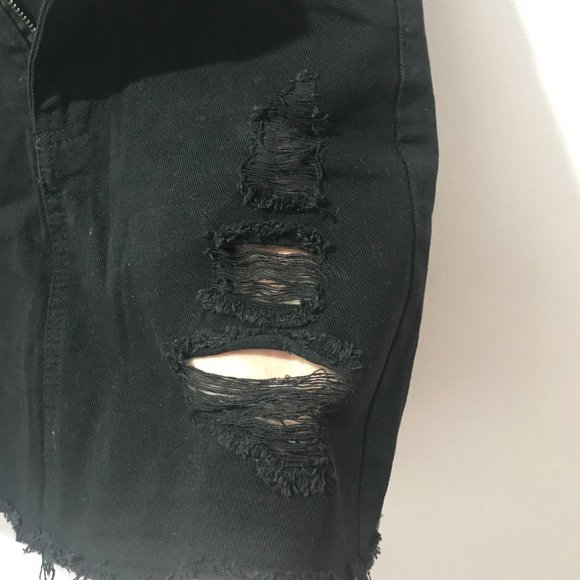 Black Ripped Jean Skirt - Picture 5 of 6